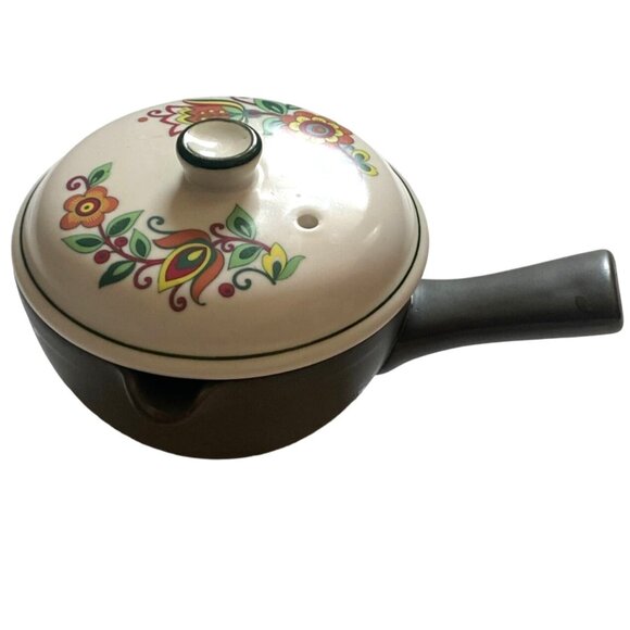 Vintage Flame-Chef Stoneware Casserole/Soup Pot W/Lid-Green-Made in Japan-GUC - Picture 1 of 10